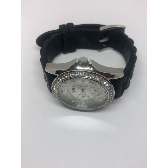 Fossil ES3202 Women's Black Strap Analog Rose Gold Dial Quartz Wrist Watch CM261 - Picture 7 of 9